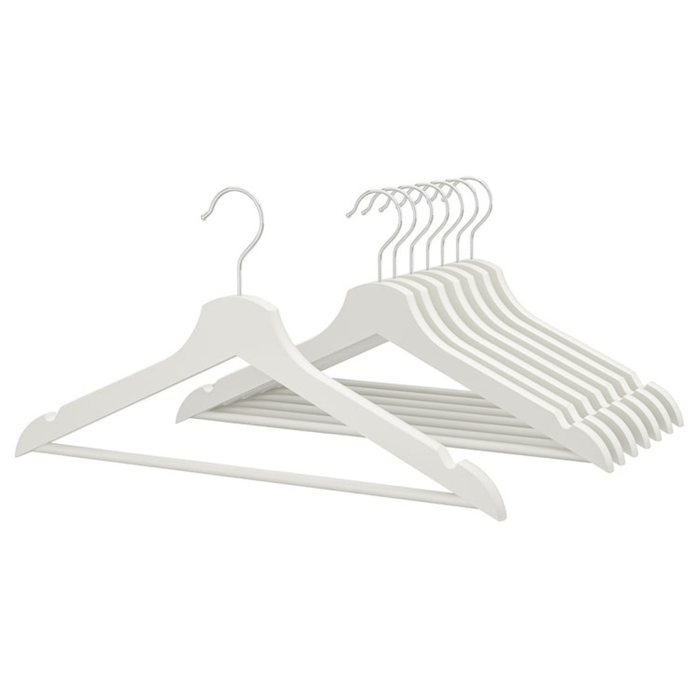 CIKEA white wooden closet hangers